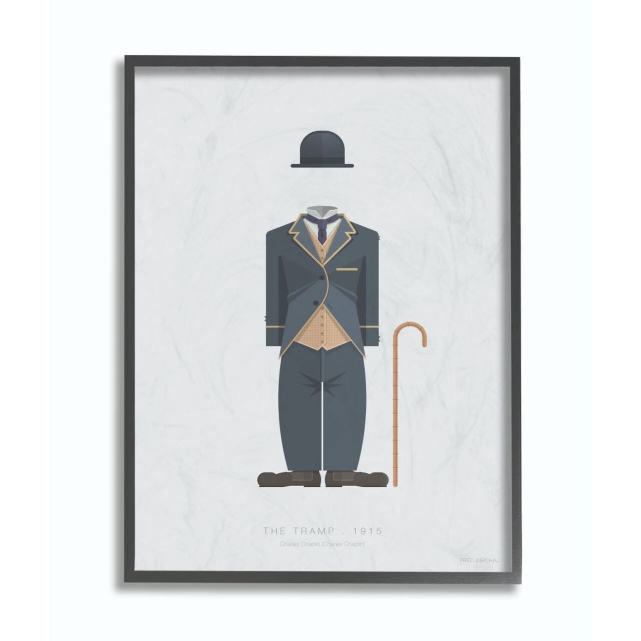 Stupell Industries Charlie Chaplin Minimalist Illustration Black Framed Wall Art